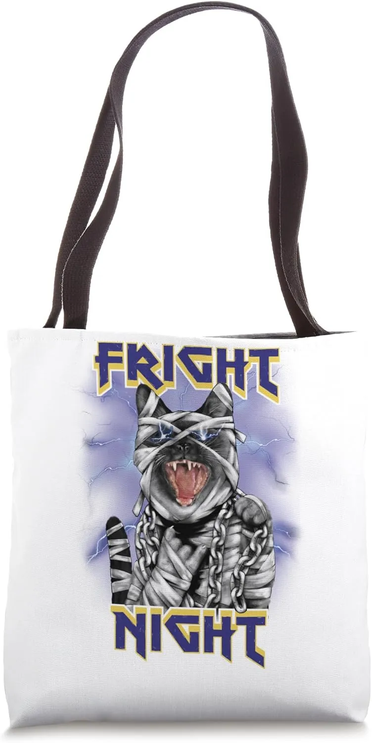 Halloween FRIGHT NIGHT WITH CAT MUMMY Tote Bag