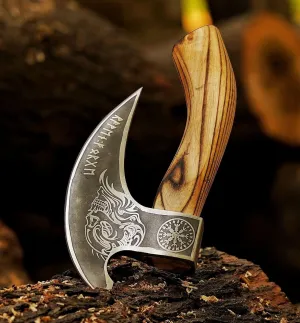 Hand Forged Multipurpose Viking Pizza Axe with Sheath, Viking Butcher Axe, Viking Pizza Cutter Axe - Perfect for Cutting Pizzas, Meat and Vegetables