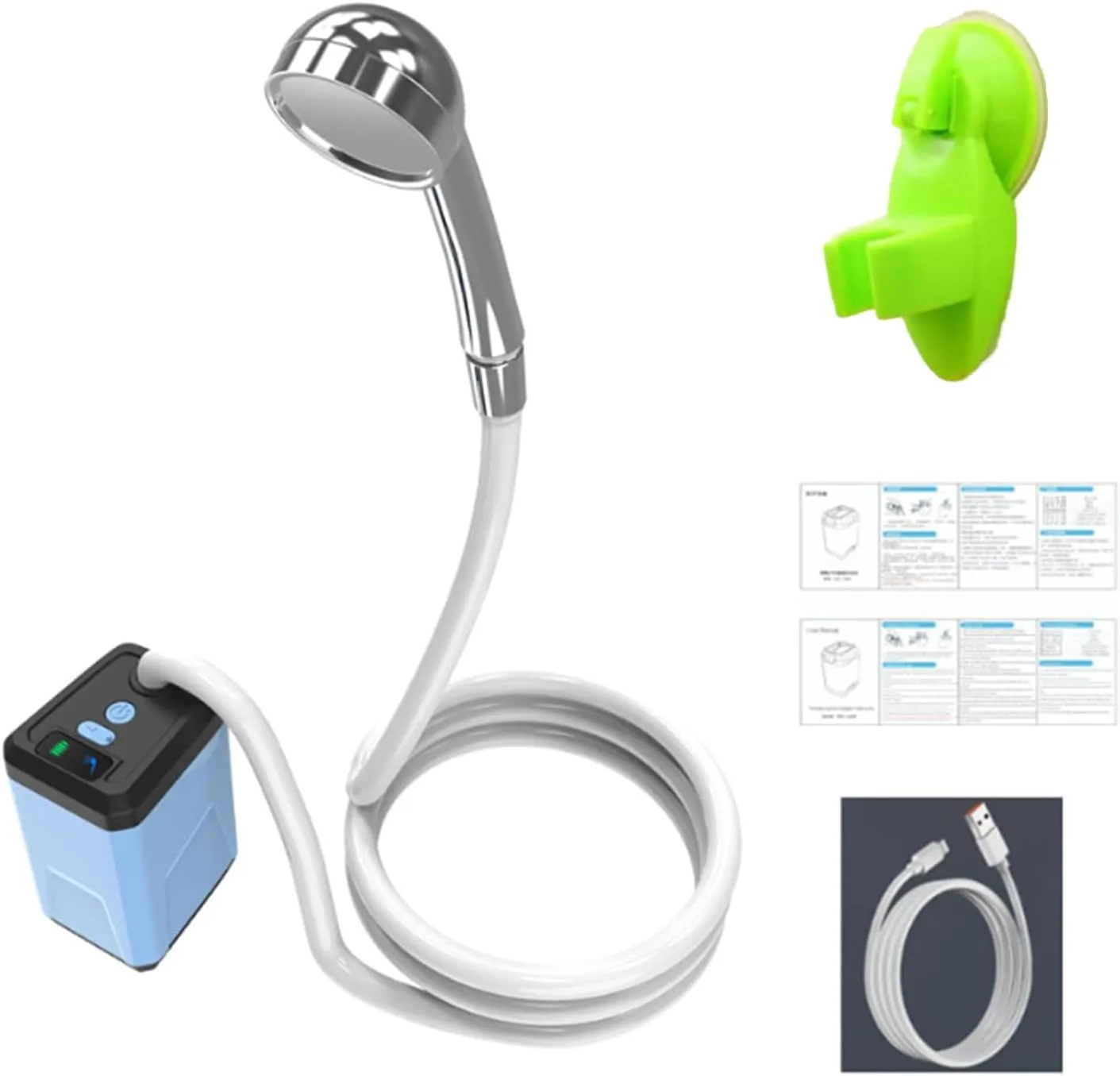 Handheld Rechargeable Camping Shower Portable Camp Shower Pumps Outdoor Shower Head for Camping Hiking Traveling