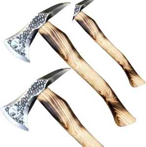 Handmade Carbon Steel Viking Skull Etched Tomahawk Axe, Viking Axe, Best for Camping, Hunting and Gift