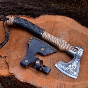 Handmade High Carbon Steel Viking Valhalla Axe with Sheath - Outdoor Camping - Hunting Axe by Empire Industry