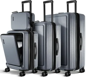 Hard Shell Luggage Sets with Spinner Wheels 4 Piece, Expandable Large Suitcases with TSA Lock, Travel Large Suitcase Set, Grey Luggage Set