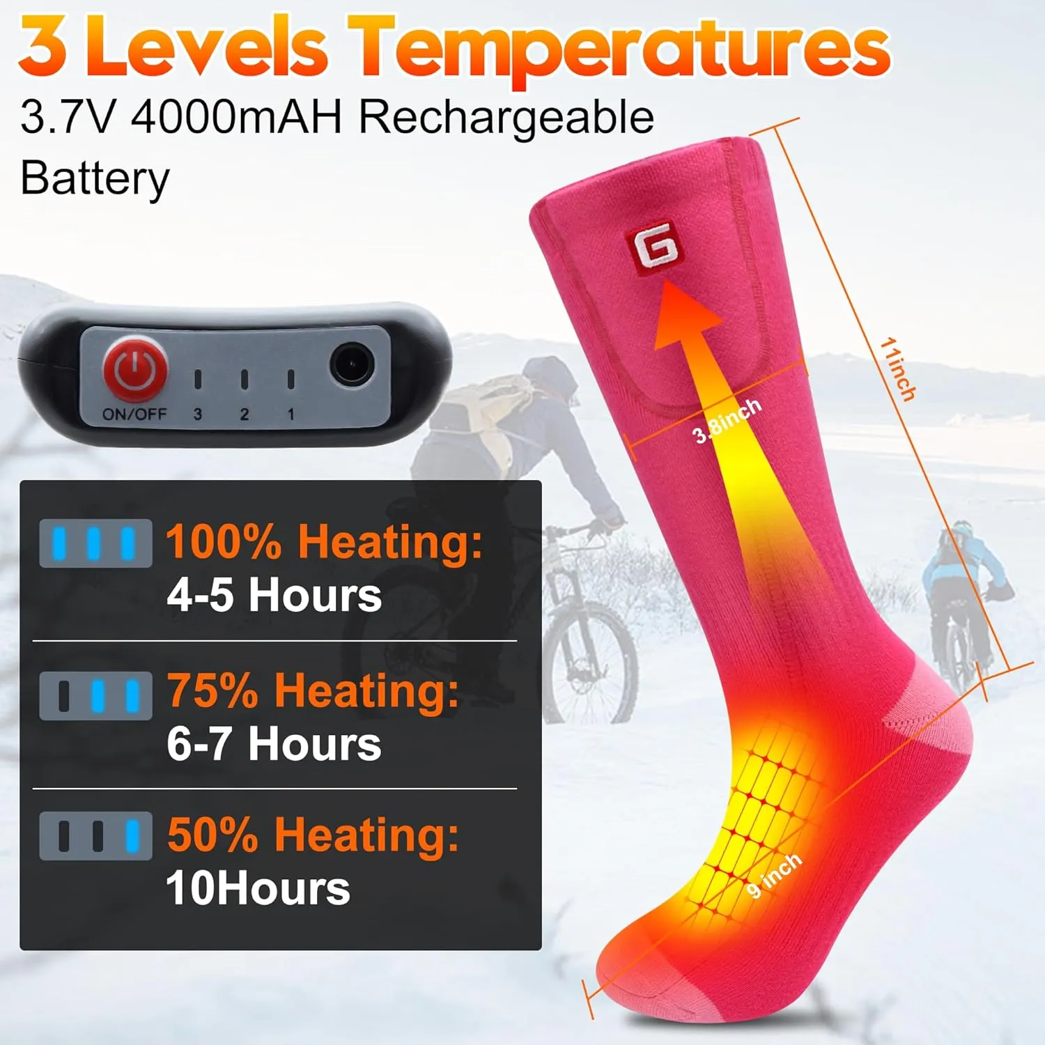 Heated Socks Women Electric Battery Socks Thermal Insulated Socks for Arthritis, Winter Thick Warm Cotton Sox Heating Foot Warmer, Unisex & USA 6-13 Size