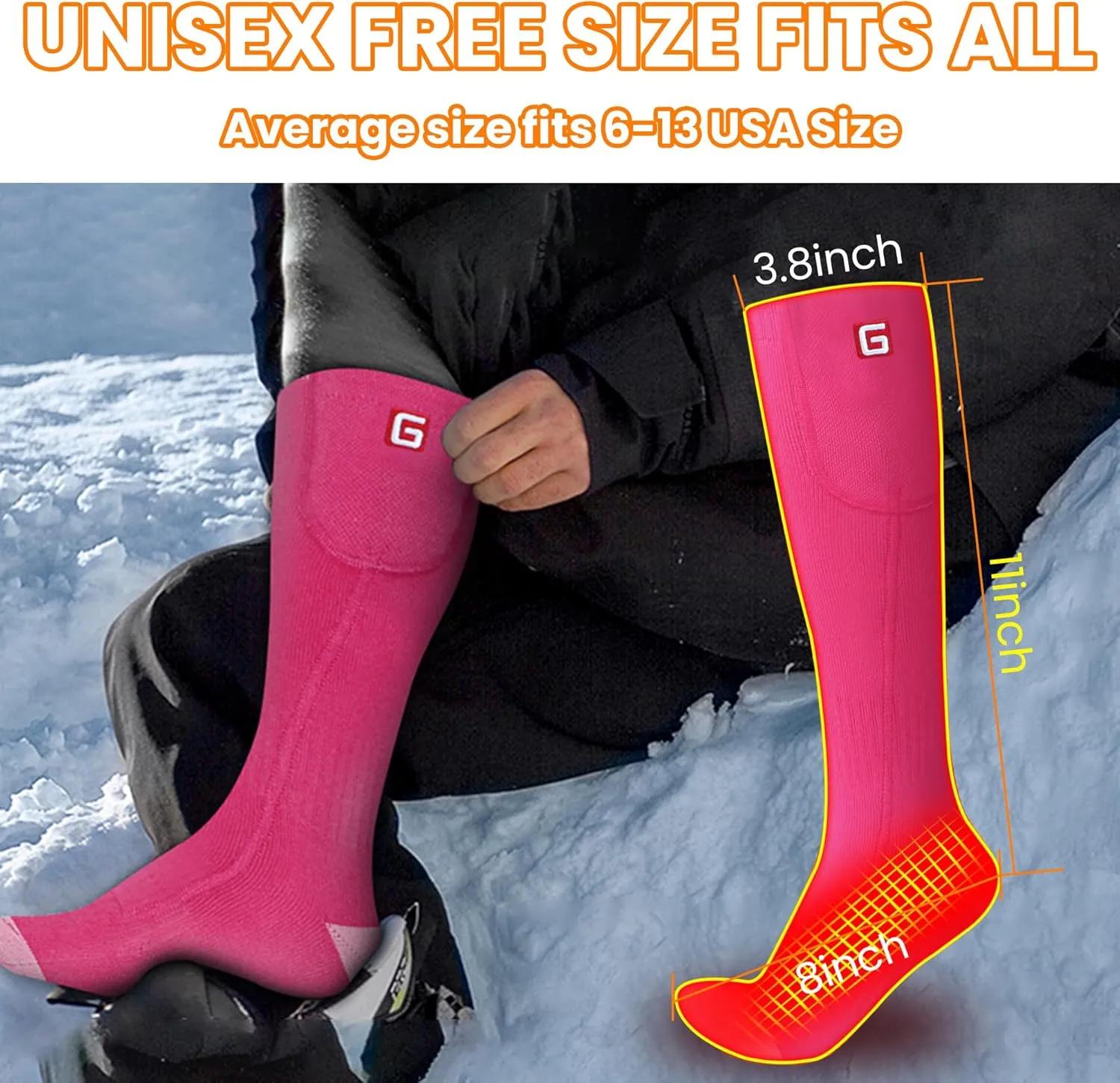 Heated Socks Women Electric Battery Socks Thermal Insulated Socks for Arthritis, Winter Thick Warm Cotton Sox Heating Foot Warmer, Unisex & USA 6-13 Size