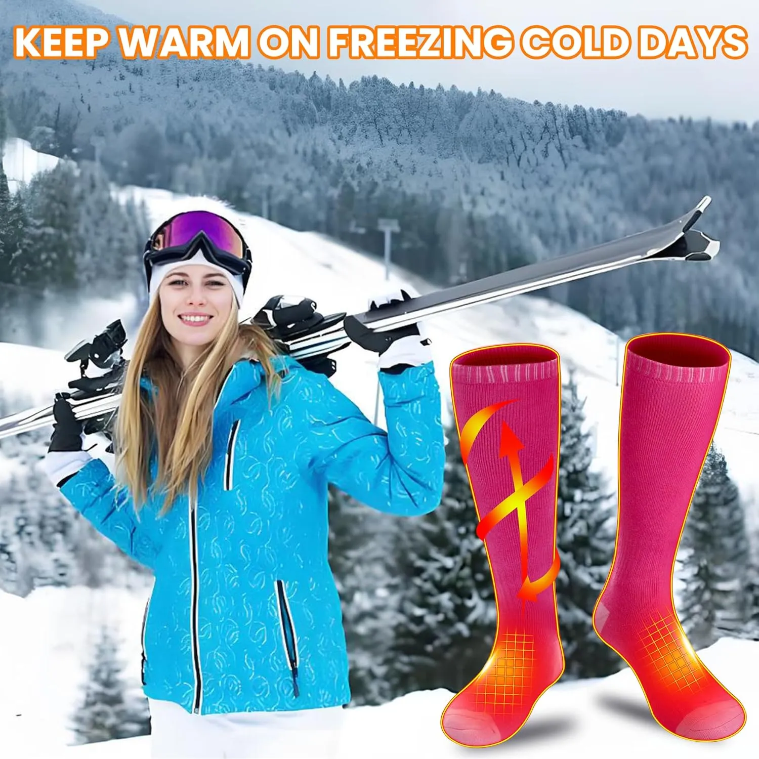 Heated Socks Women Electric Battery Socks Thermal Insulated Socks for Arthritis, Winter Thick Warm Cotton Sox Heating Foot Warmer, Unisex & USA 6-13 Size