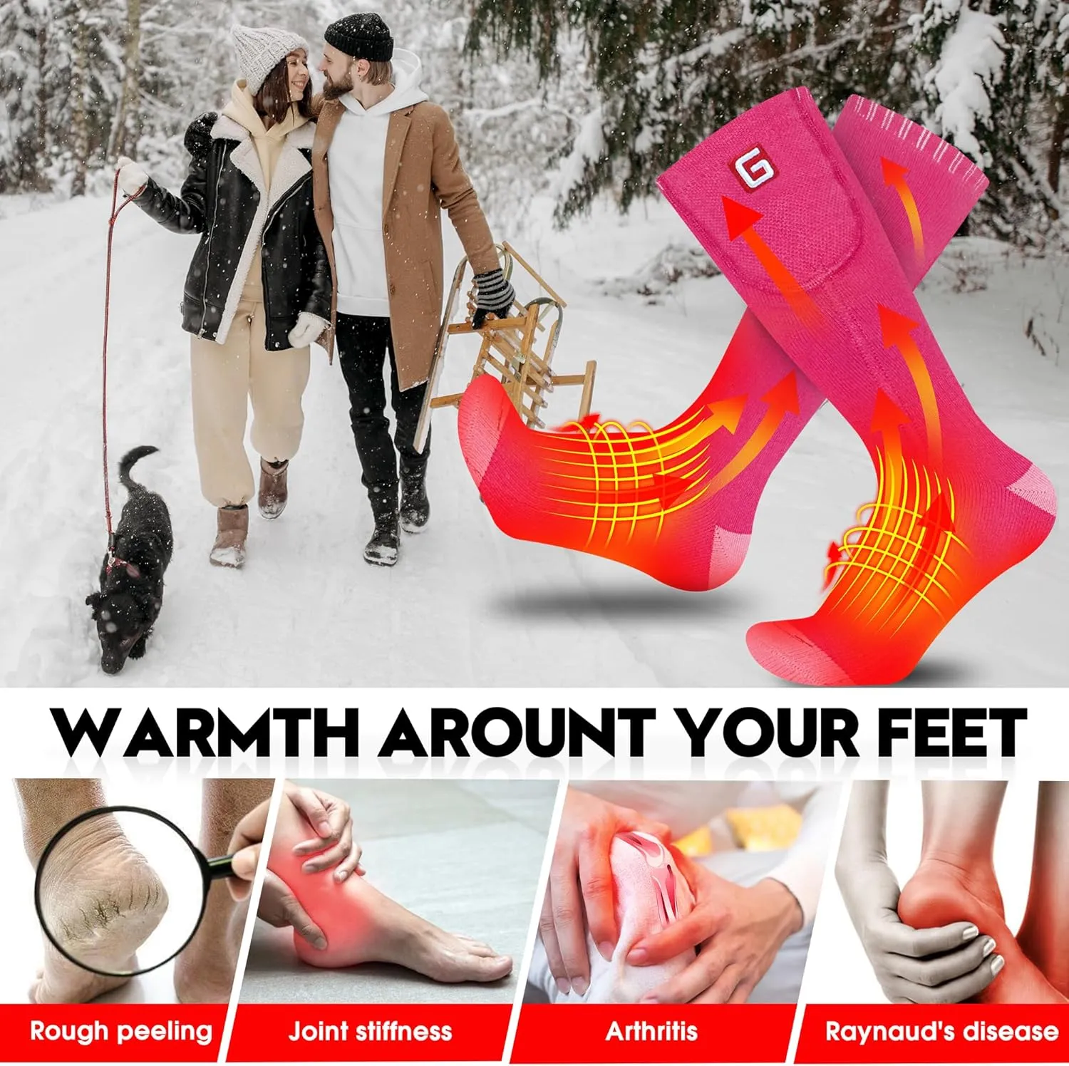 Heated Socks Women Electric Battery Socks Thermal Insulated Socks for Arthritis, Winter Thick Warm Cotton Sox Heating Foot Warmer, Unisex & USA 6-13 Size