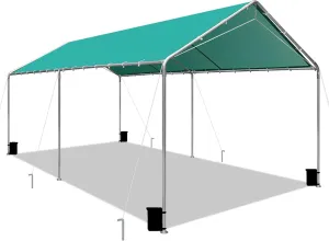 Heavy Duty 10 X 20 Ft Easy to Assemble Metal Car Canopy Shelter with Reinforced Steel Cables, Outdoor Portable Garage for Car, Boat Tent, Green