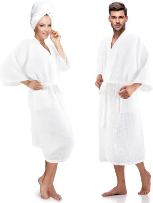 Hercicy 2 Pcs Waffle Robes Lightweight Robes for Women Man His and Hers Bathrobes for Couples Pool Party Weedings