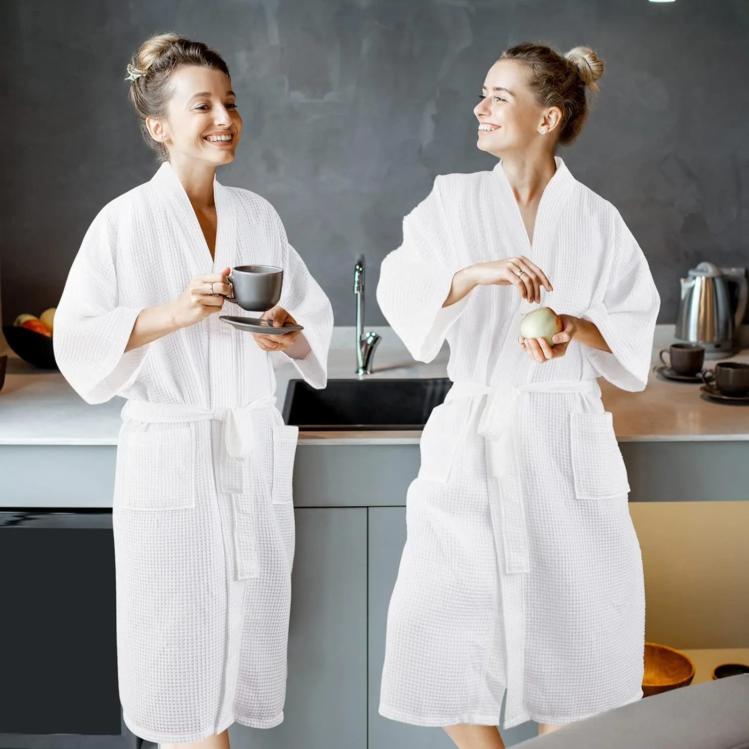 Hercicy 2 Pcs Waffle Robes Lightweight Robes for Women Man His and Hers Bathrobes for Couples Pool Party Weedings