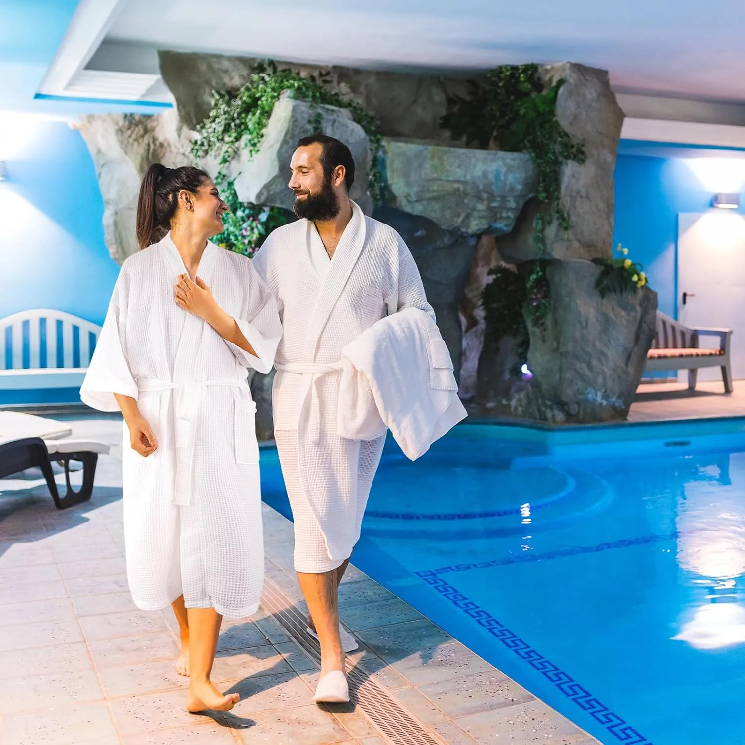 Hercicy 2 Pcs Waffle Robes Lightweight Robes for Women Man His and Hers Bathrobes for Couples Pool Party Weedings