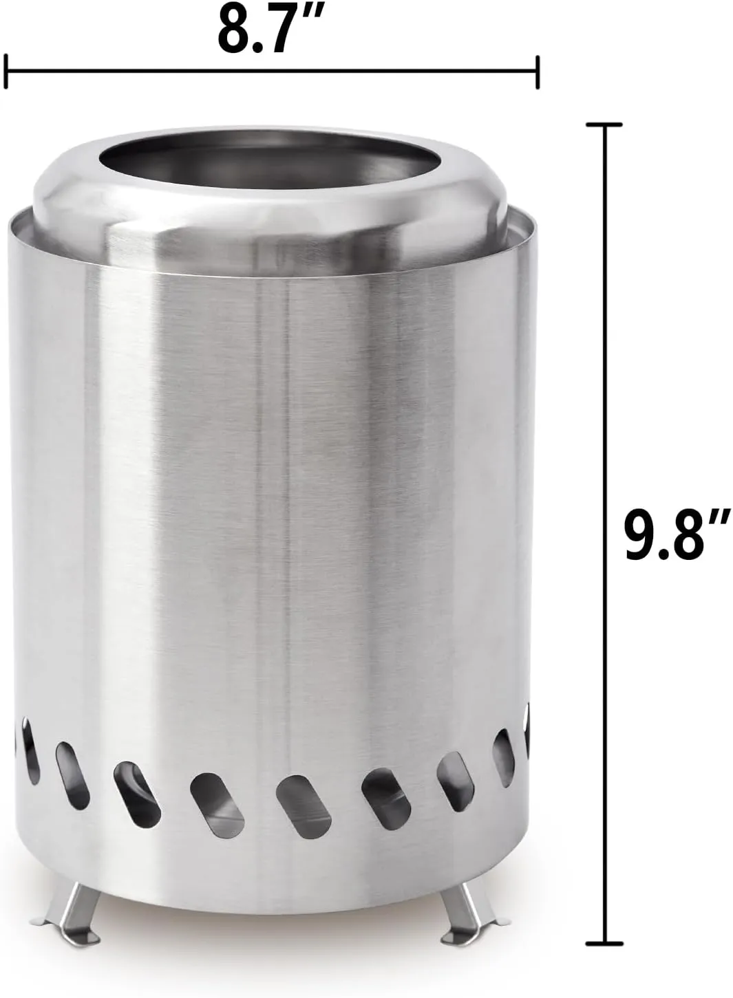 HGD 9.8 x 8.7 in Small Tabletop Fire Pit, Portable Mini Smokeless Table Top Firepit, Low Smoke Camping Stove for Outdoor & Patio, Fueled by Pellets or Wood, with Travel Bag, Stainless Steel, Silver