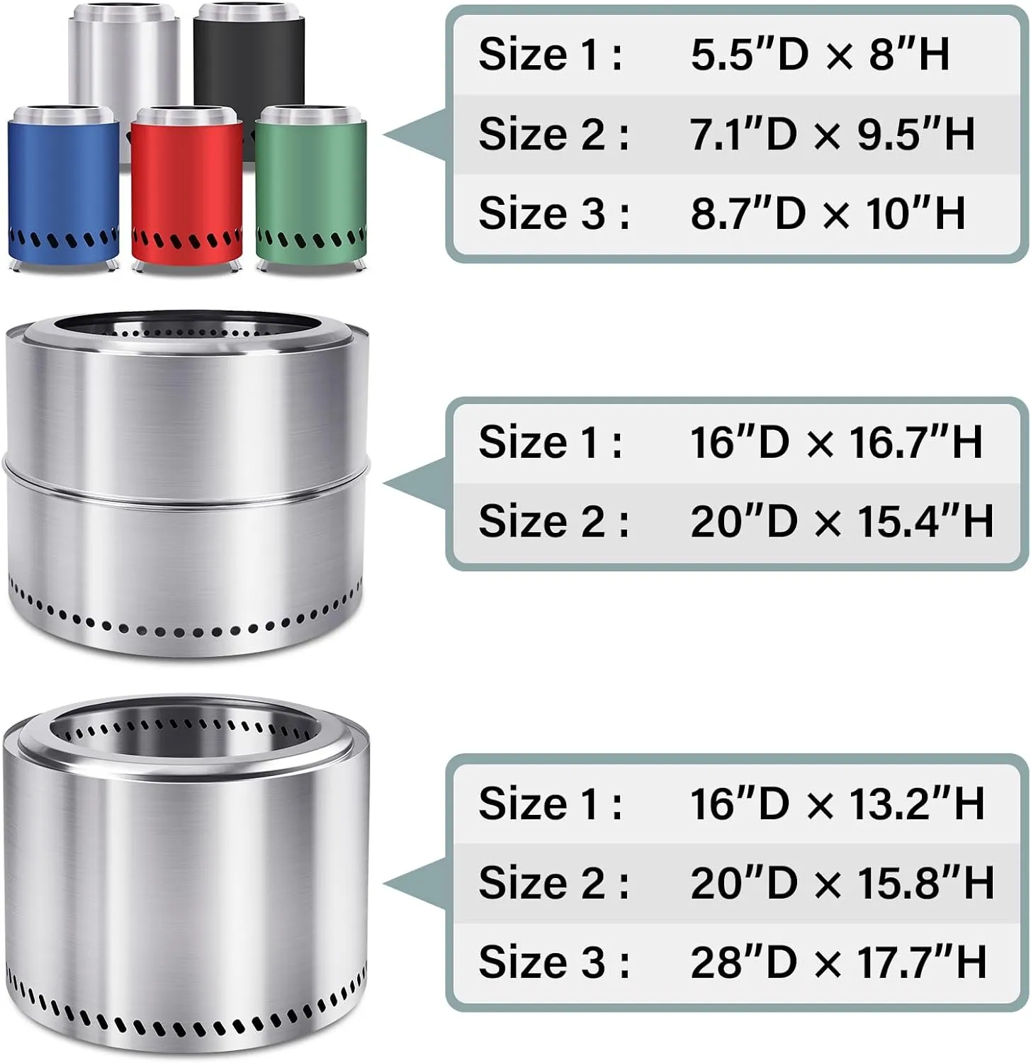 HGD 9.8 x 8.7 in Small Tabletop Fire Pit, Portable Mini Smokeless Table Top Firepit, Low Smoke Camping Stove for Outdoor & Patio, Fueled by Pellets or Wood, with Travel Bag, Stainless Steel, Silver