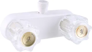 Hibbent RV Shower Faucet, ABS Dual-handle Bathroom Shower Valve Diverter Control Kit, Shower Faucet Replacement with Crystal Acrylic Knobs for RV, Camper Van, Travel Trailer, Motorhome, 4 Inch (White)