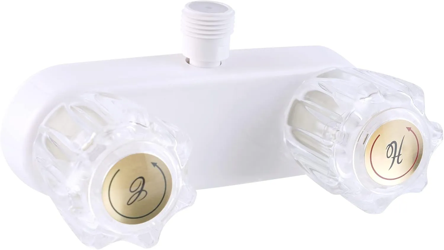 Hibbent RV Shower Faucet, ABS Dual-handle Bathroom Shower Valve Diverter Control Kit, Shower Faucet Replacement with Crystal Acrylic Knobs for RV, Camper Van, Travel Trailer, Motorhome, 4 Inch (White)