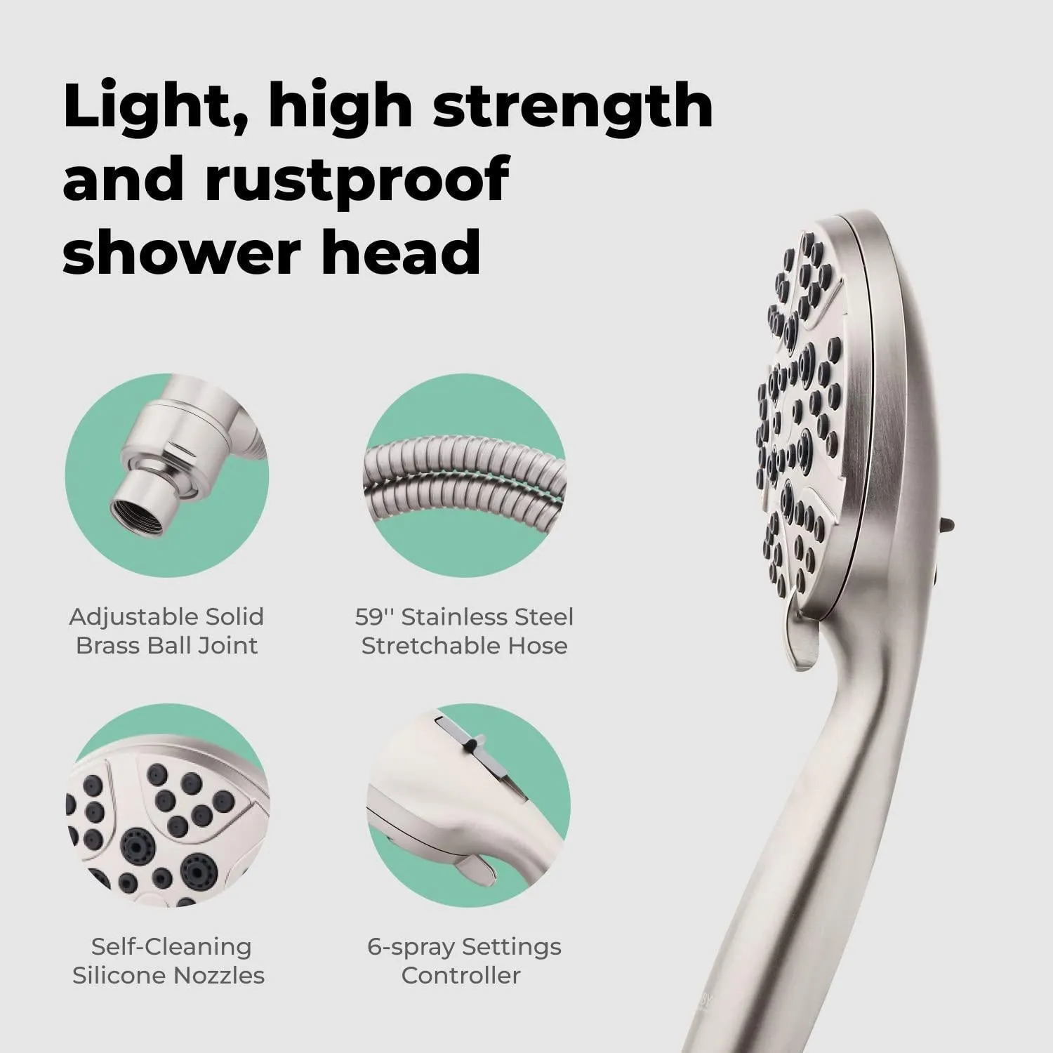 High Pressure Shower Head with Handheld 8 Spray Settings