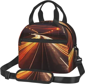 Highway Light Print Lunch Bag for Women Men Insulated Lunch Box Reusable Lunch Tote Bags with Adjustable Shoulder Strap Large Capacity Lunch Container Bag for Work, Travel, Outdoor