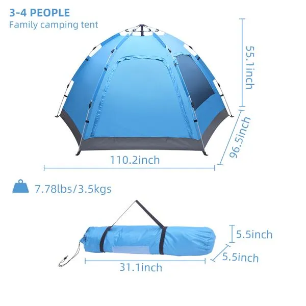 Hiking Tent for Up Camping Pop Waterproof Automatic Instant Family Bargain price Performance-optimized