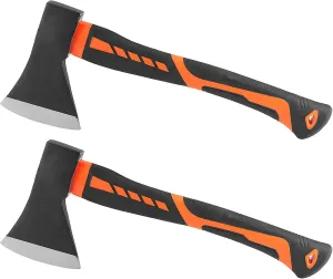 HOIGON 2 Pack 15 Inch Chopping Axe, Camping Hatchet with Fiberglass Shock-Absorbing Handle, Camp Axe for Kindling, Chopping Wood