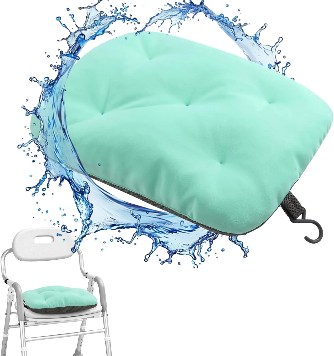 HOMBYS Bath Seat Cushion for Bathtub,Bathtub Cushion for Transfer Benches,Washable Shower Bench Cushion,Shower Pillow,Quick Drying Bathtub Chair Pad for Elderly,Blue,15x11x2.5