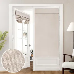 HOMEIDEAS 100% Natural Linen Blackout French Door Curtains, Privacy Door Window Curtains, 34 X 68 Inch Room Darkening Blinds, Thermal Insulated Shades for Bedroom, 1 Panel
