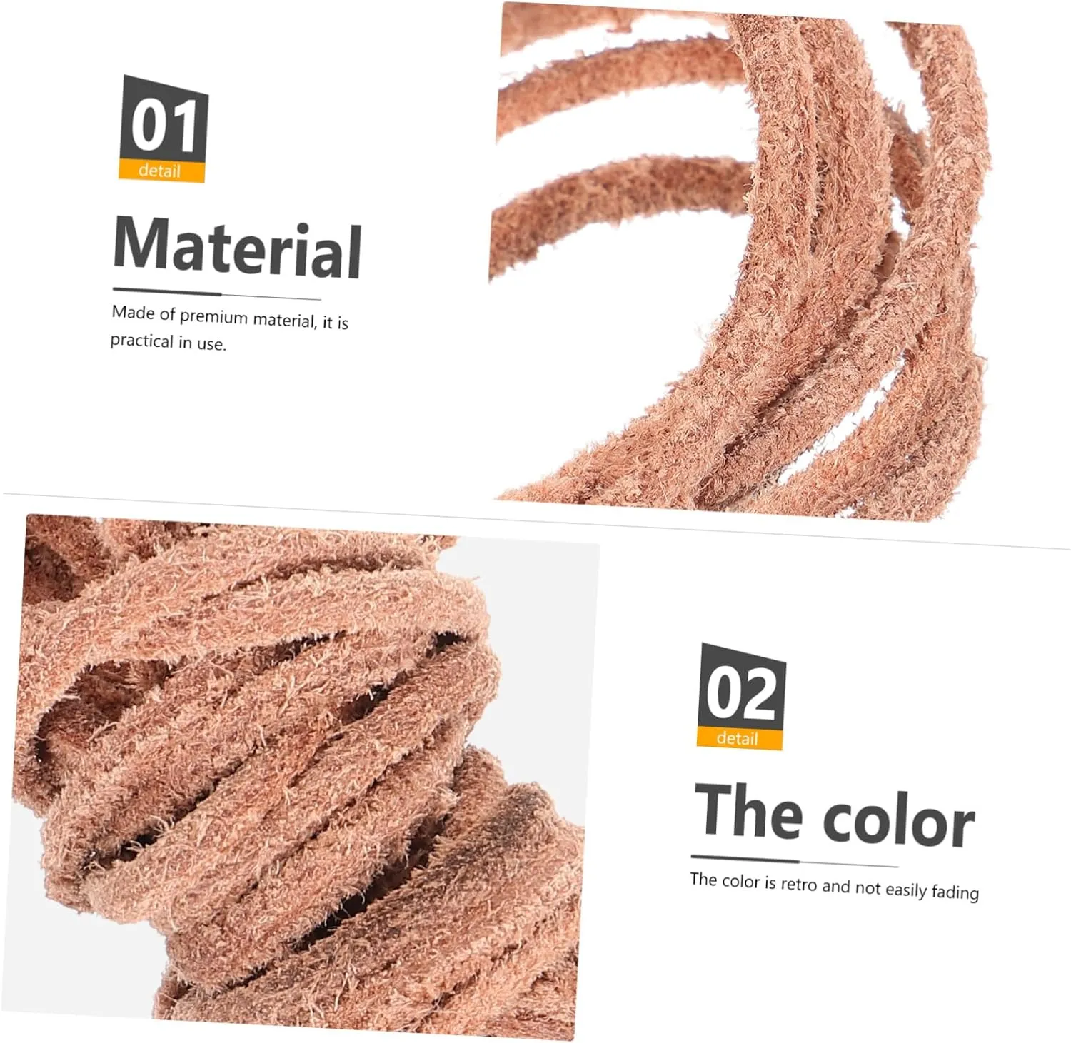 HOMSFOU 5pcs Cowhide Leather Cord DIY Supplies Round Leather String for Crafts
