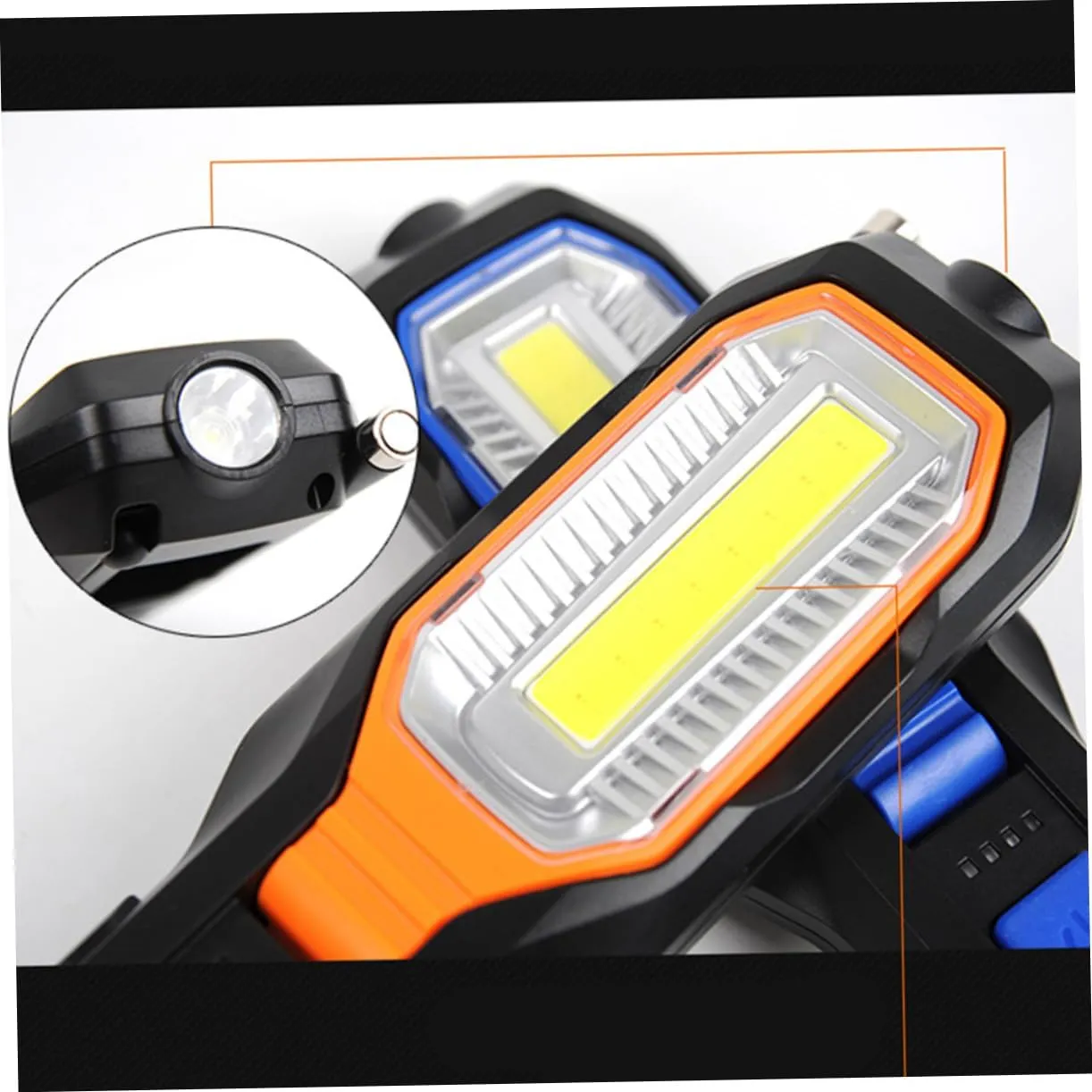 HOMSFOU Pcs Flashlight Led Rechargeable Battery Operated Work Light Magnetic Base Portable Inspection Torch for Emergency Cob Led Degree Adjustment Random No Battery