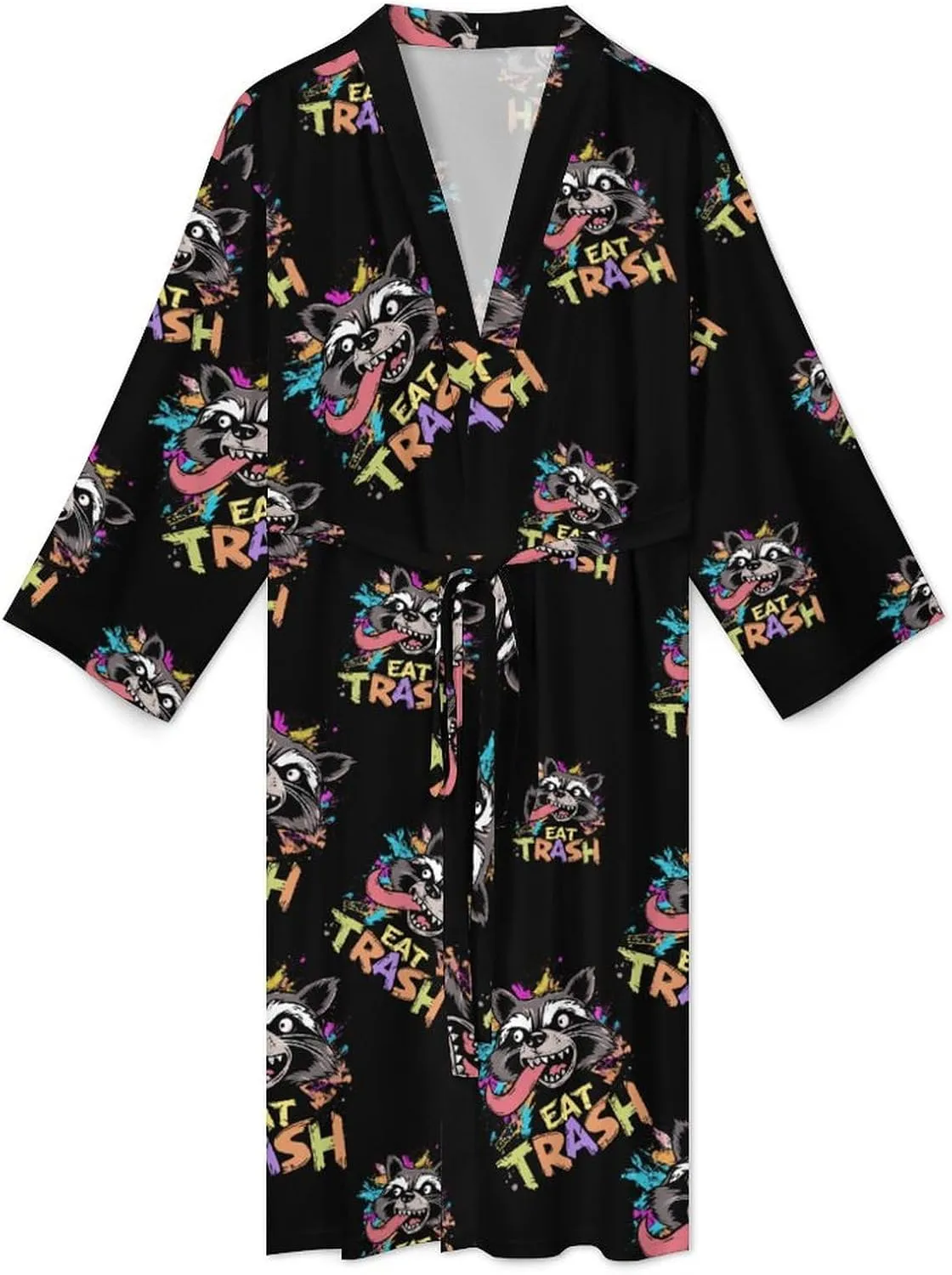 Hooligan Raccoon Eat Garbage Mens Robe Nightgown Lightweight Knee Long Bath Robe Spa Bathrobe Loungewear