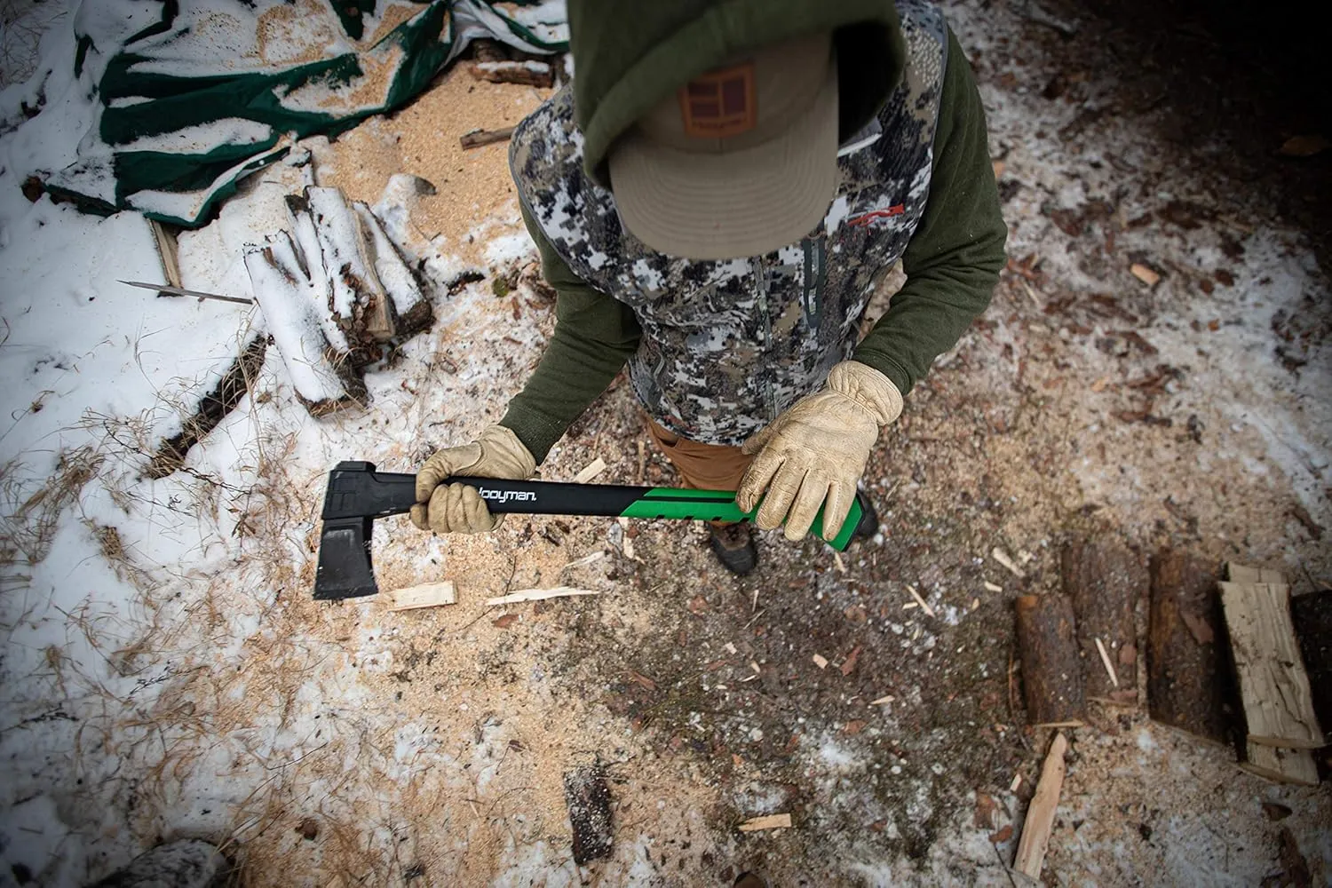 Hooyman Splitting and Chopping Axes, and Splitting Maul with Heavy Duty Construction, V Grind Blade, Ergonomic No-Slip H-Grip Handle, and Sheath for Gardening, Hunting, Camping, Firewood, and Outdoors