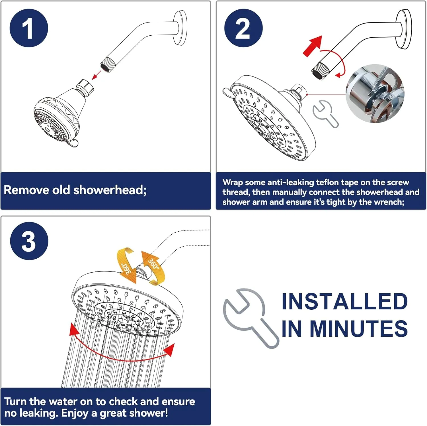 HOPOPRO 5-Mode High Pressure Shower Head - The Washington Post, NBC News, Today TV Show Recommended - High Flow Fixed Showerheads (6 Inch Oil Rubbed Bronze)