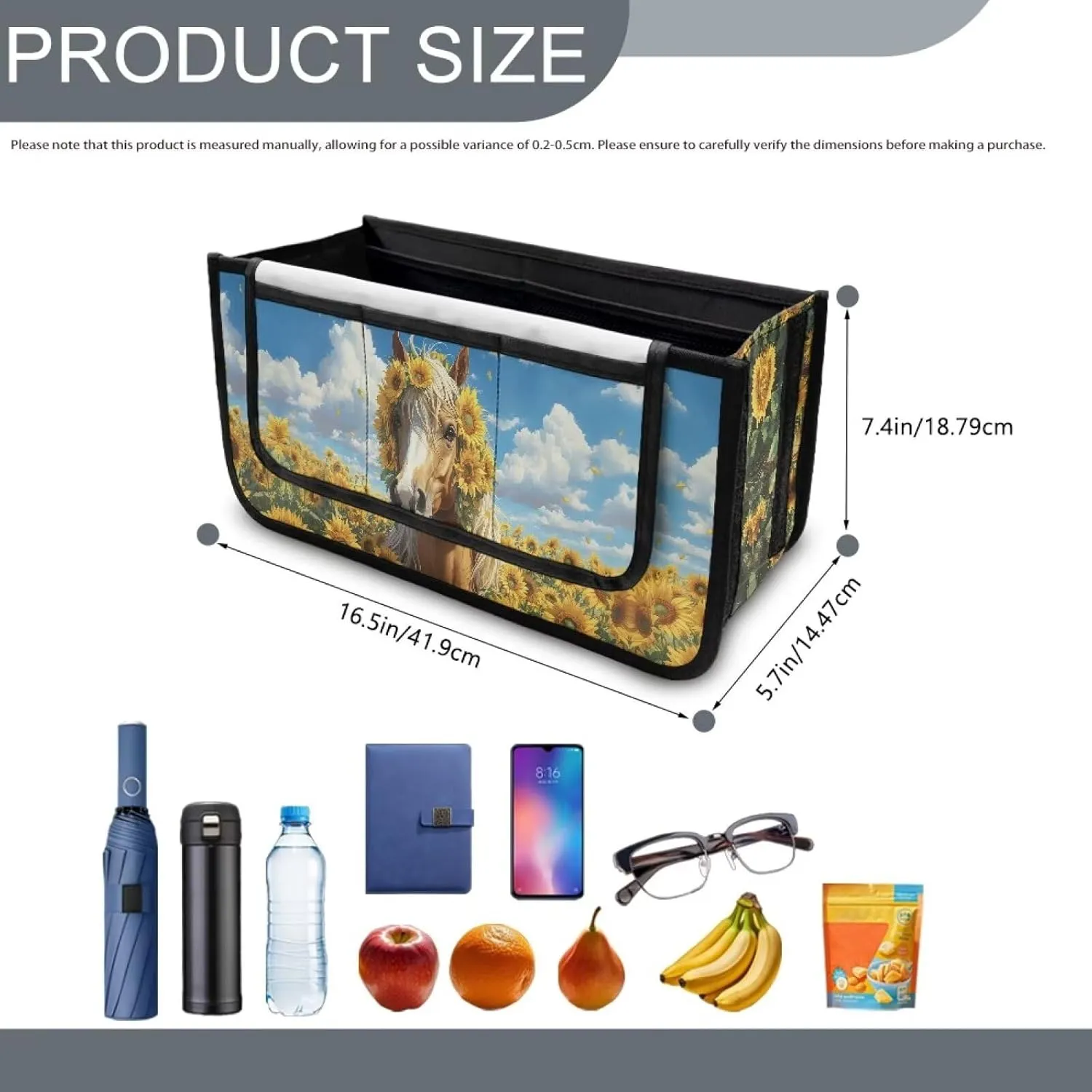 Horse Sunflower Walker Bag for Seniors Accessories Bag for Walker Wheelchair Rollator Large Capacity Walker Storage Bag for Family