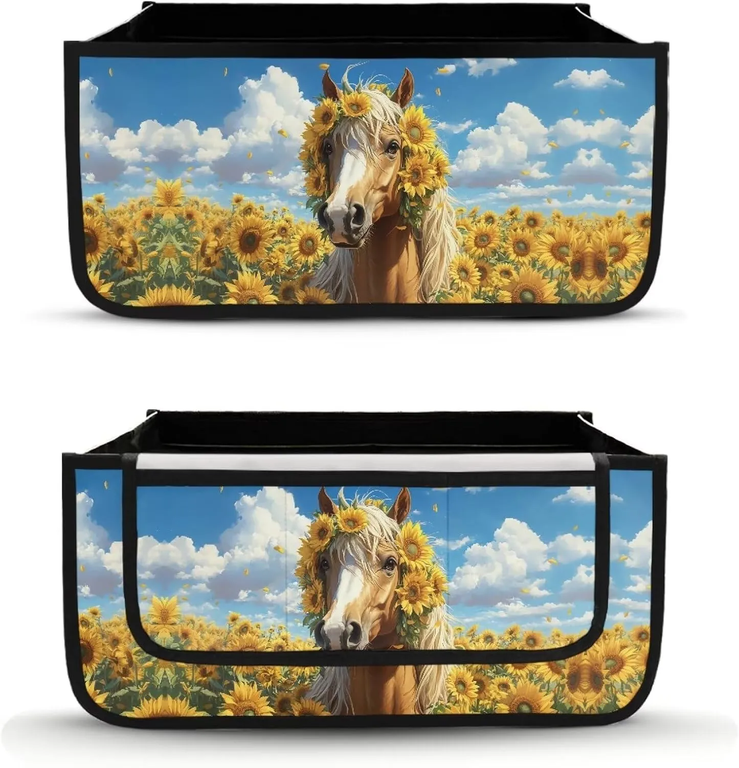Horse Sunflower Walker Bag for Seniors Accessories Bag for Walker Wheelchair Rollator Large Capacity Walker Storage Bag for Family