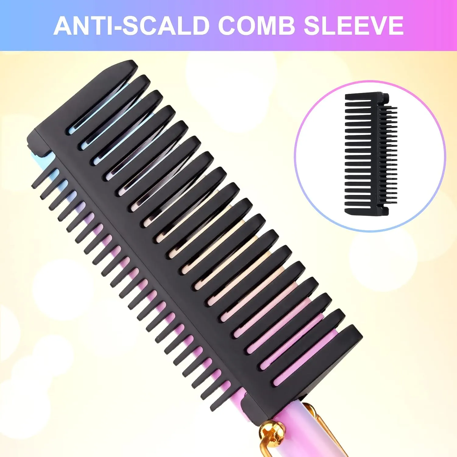 Hot Comb Portable Anti-Scald Ceramic Hair Straightening and Curling Brush with Heated Flat Iron, Travel-Friendly Beard Straightener