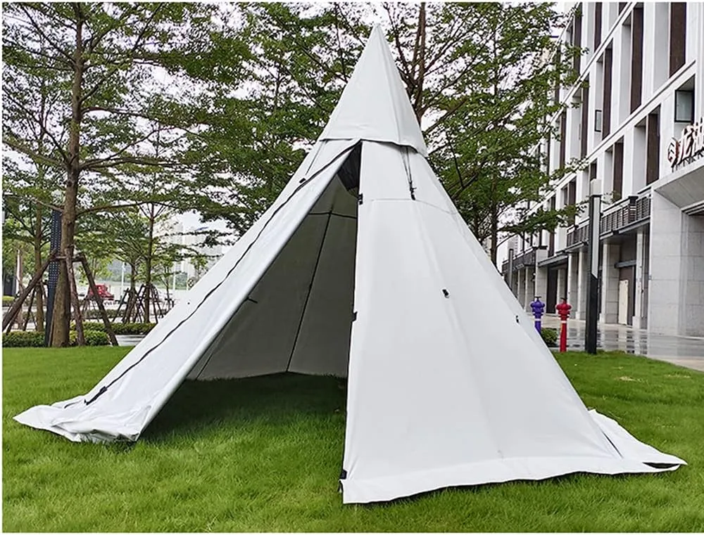 Hot Tents Outdoor Tents Teepee with Stove Hole Family Pyramid Tent Camping Backpacking Hiking Mountaineering Heated Shelter, Green, 430X260CM