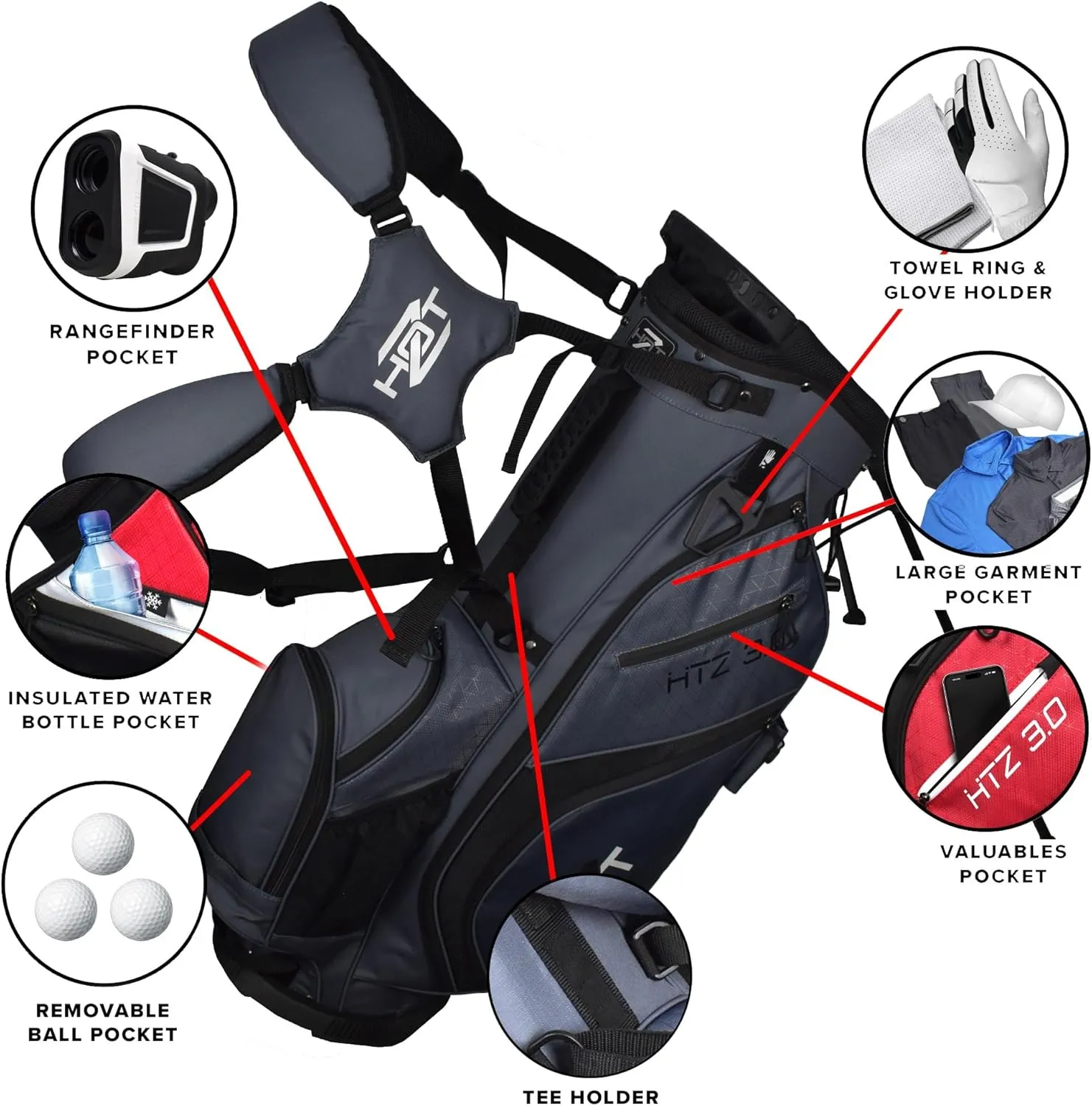 Hot-Z 3.0 Premium 14 Way Divider Golf Stand Bag