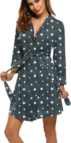 HOTOUCH Womens Robe Lightweight Short Knit Bathrobe Soft Ladies Sleepwear with Pockets