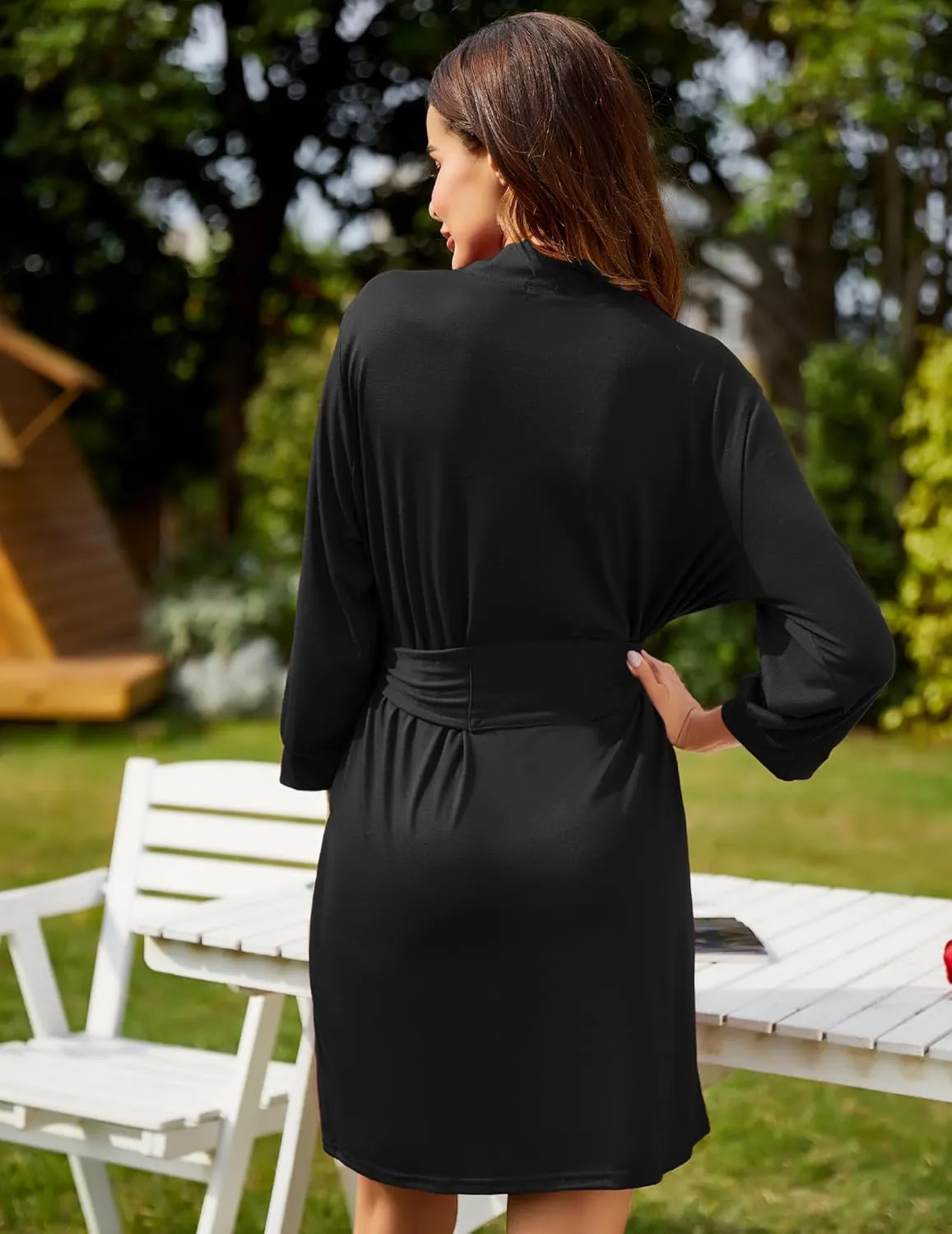 HOTOUCH Womens Robe Lightweight Short Knit Bathrobe Soft Ladies Sleepwear with Pockets
