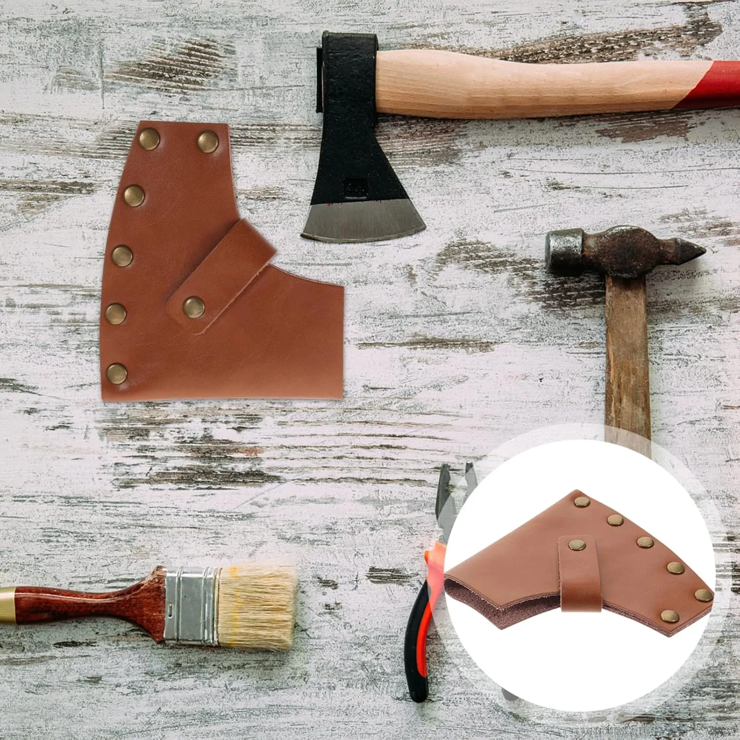 Housoutil 2pcs Hatchette Axe Cover Outdoor Hiking Protective Case for Axe Head Compact Durable Scratch Resistant