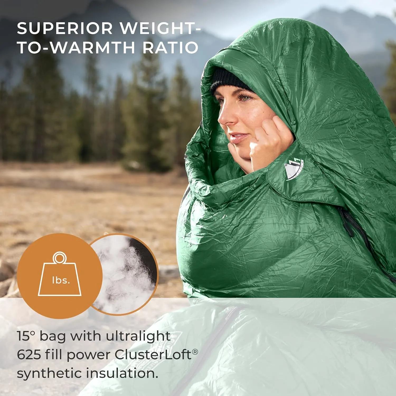 Hyke & Byke Katahdin 15 F Hiking & Backpacking Sleeping Bag - 4 Season, 625FP Ultralight Sleeping Bag - Water Resistant - Charcoal Gray - Long