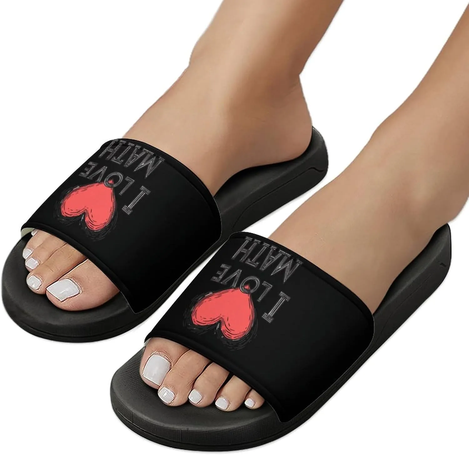 I Love Math Shower Shoes Slippers PVC Non-Slip Home for Bathroom Beach Indoor Outdoor
