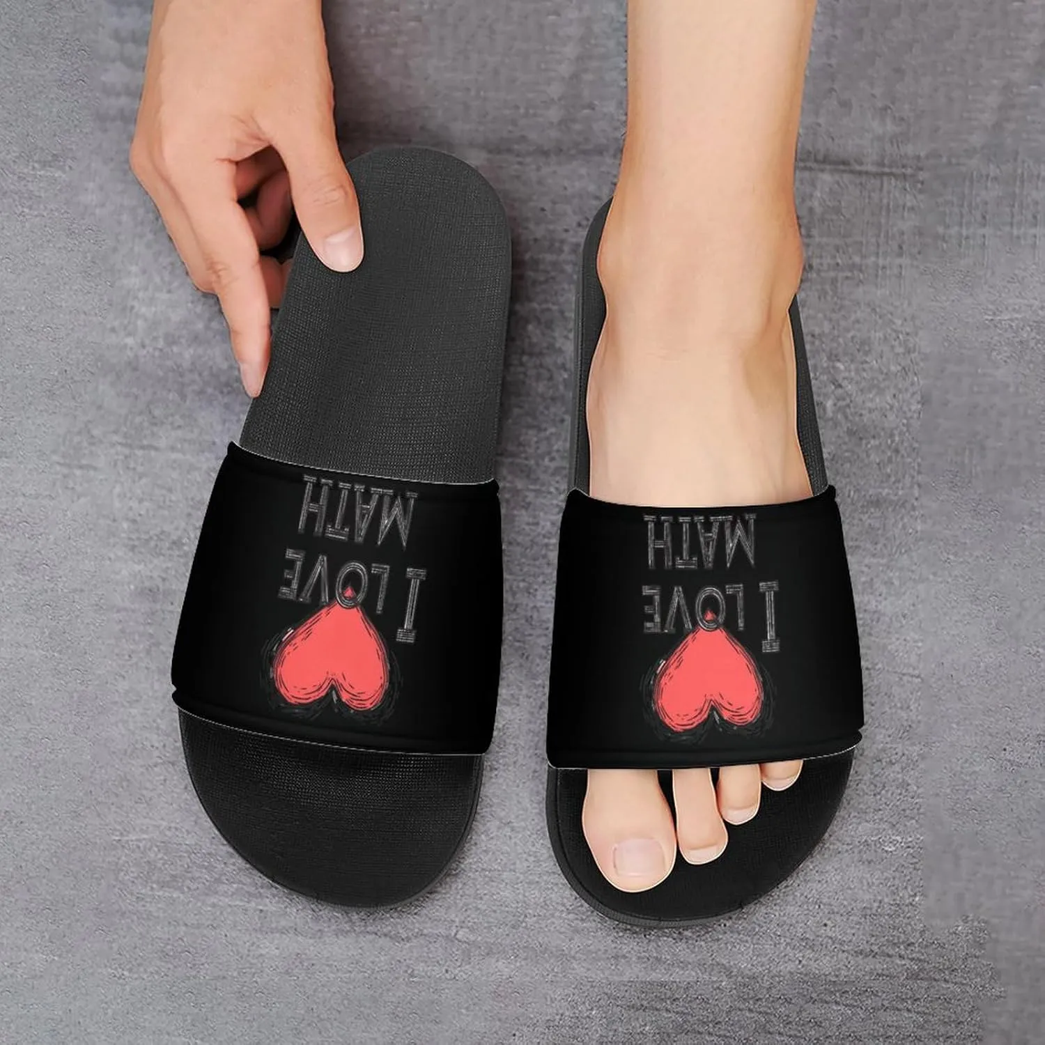 I Love Math Shower Shoes Slippers PVC Non-Slip Home for Bathroom Beach Indoor Outdoor