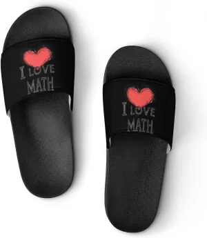 I Love Math Shower Shoes Slippers PVC Non-Slip Home for Bathroom Beach Indoor Outdoor