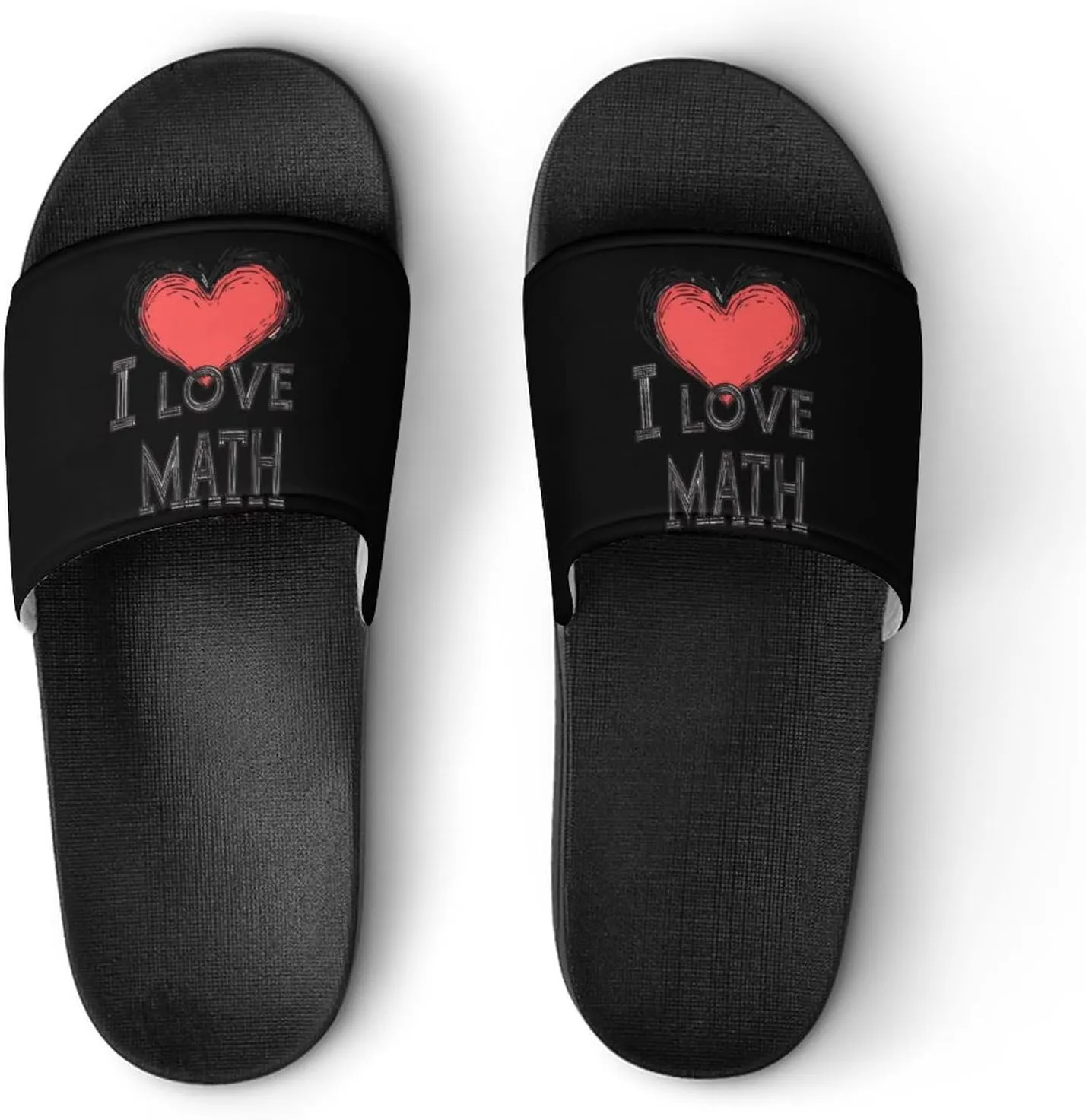 I Love Math Shower Shoes Slippers PVC Non-Slip Home for Bathroom Beach Indoor Outdoor