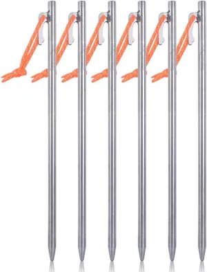iBasingo 6 pcs Titanium Alloy Tent Pegs Outdoor Camping Awning Tent Stakes Lightweight Tent Nail Ti1564I
