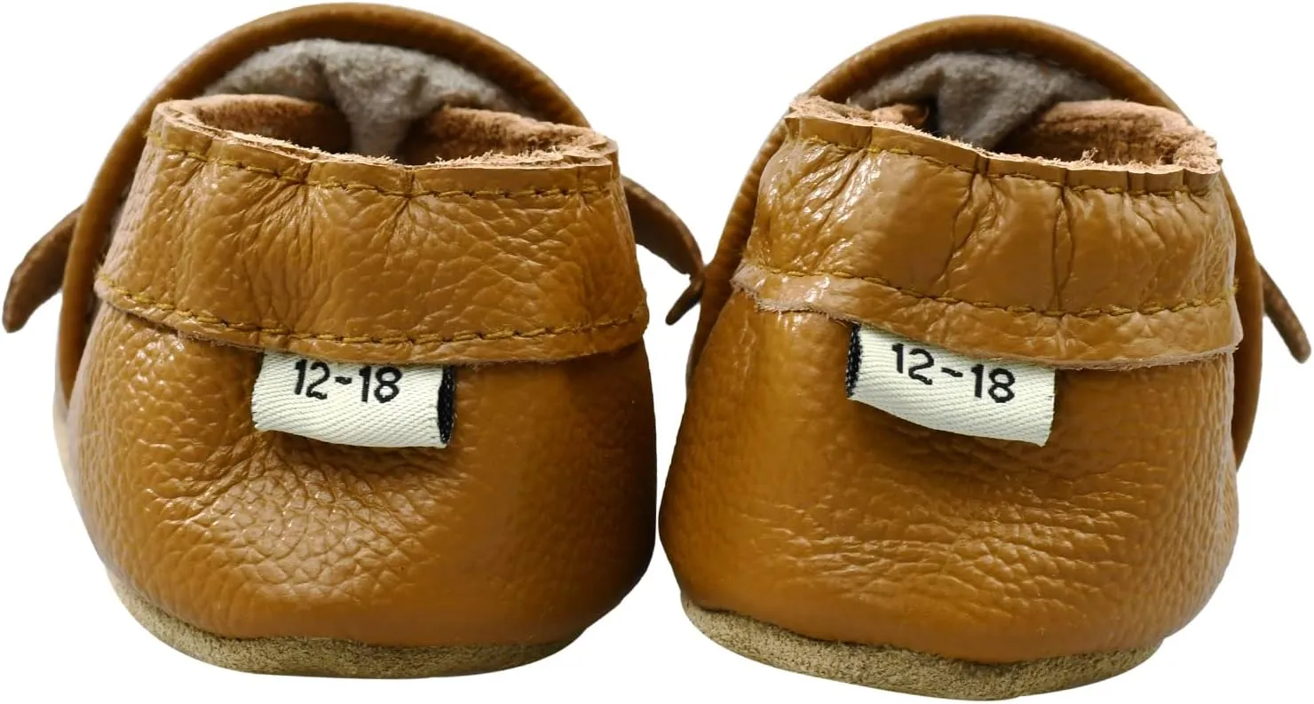 iEvolve Baby Leather Shoes Soft First Walker Shoes Crib Shoes Moccasins for Toddlers