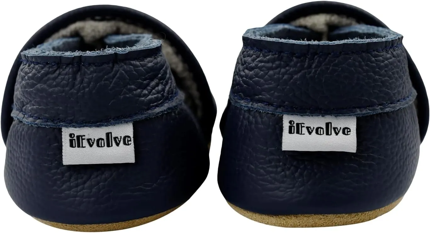 iEvolve Baby Leather Shoes Soft First Walker Shoes Crib Shoes Moccasins for Toddlers