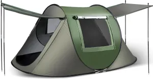 Instant Pop Up Tent, Automatic Easy Setup Outdoor Waterproof Windproof Family Tent, Upgraded 2 Doors Vestibule Sun Shelter for 2-3 People Outdoor Camping,Travelling,Hiking, Beach,Green