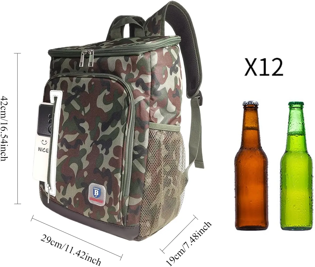 Insulated Cooler Backpack Outdoor Camping Lightweight Picnic Lunch Cooler Bag, Leak-Proof Thermal Backpack, BBQ Ice Food Drink Beer Cool Keeping Bag Fishing at Beach Gifts for Men Women, 25L