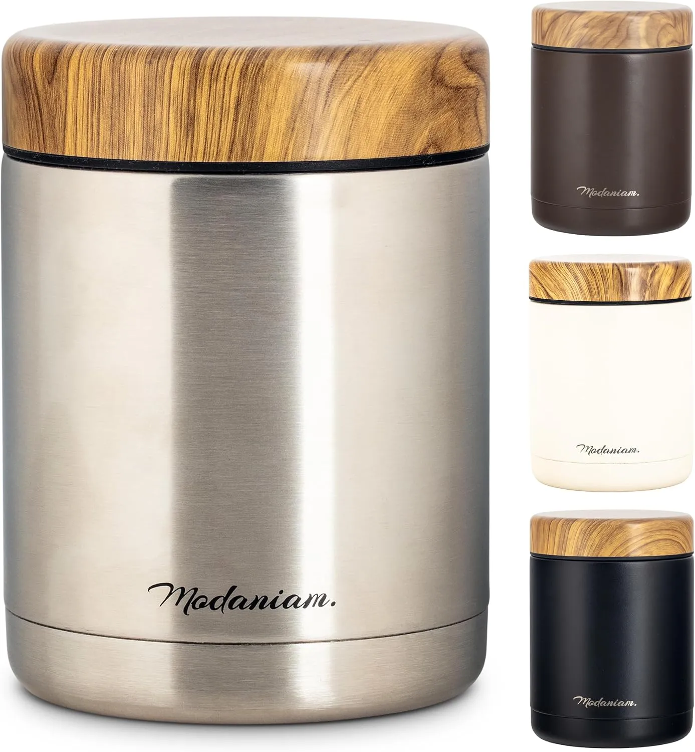 Insulated Food Jars set of 2 Insulated Food Thermos for Hot Food & Soup, Stainless Steel Vacuum Lunch Containers 16 oz, 12 oz (Silver)
