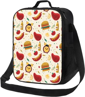 Insulated Lunch Bags for Women Men Work - Cute Food Beef Onions Mushrooms Small Lunch Box for Women Men, Soft Cooler Bag Insulated, Adult Lunch Tote Bag with Adjustable Shoulder Strap