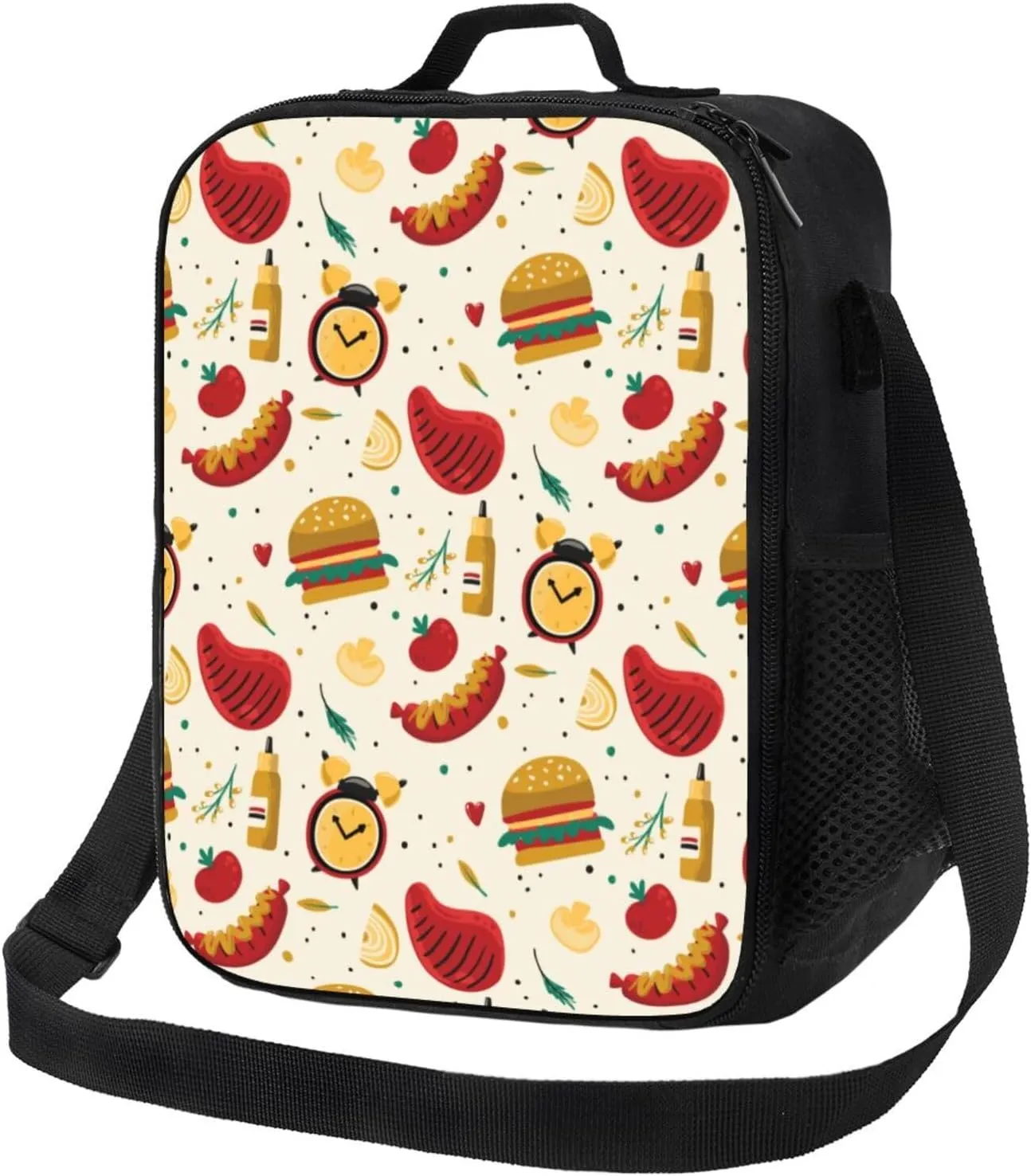 Insulated Lunch Bags for Women Men Work - Cute Food Beef Onions Mushrooms Small Lunch Box for Women Men, Soft Cooler Bag Insulated, Adult Lunch Tote Bag with Adjustable Shoulder Strap